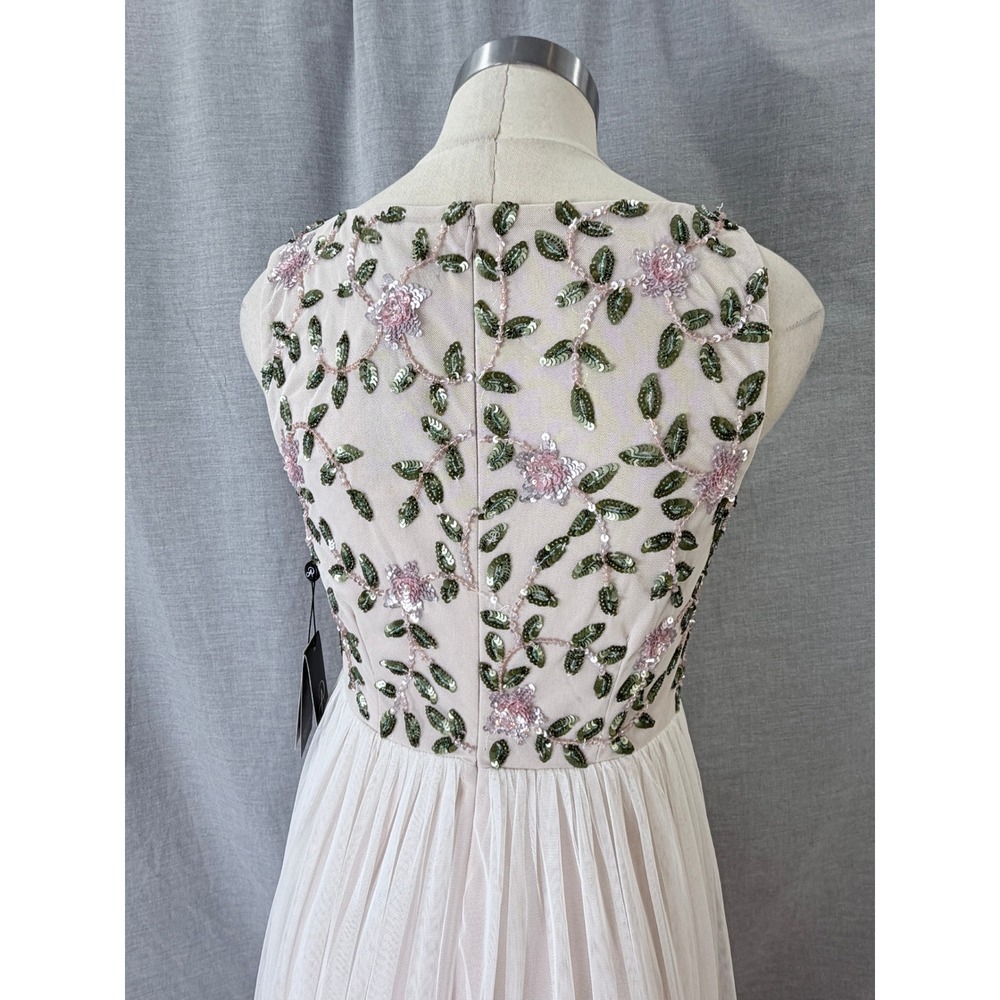 NWT Adrianna Papell Ivory Floral Beaded Sequin Maxi Dress Size 6 Garden Party - Picture 10 of 16